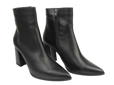 Elegantní dámské kotníkové kozačky na vysokém podpatku - VENEZIA L006LEBLOBB034, černé se zipem