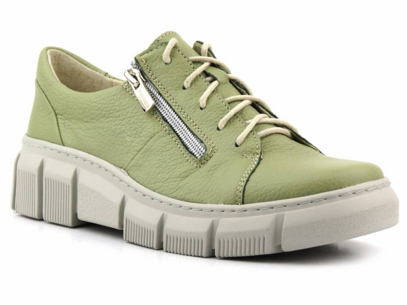 Dámská kožená obuv se silnou podrážkou - HELIOS Komfort 413, zelená