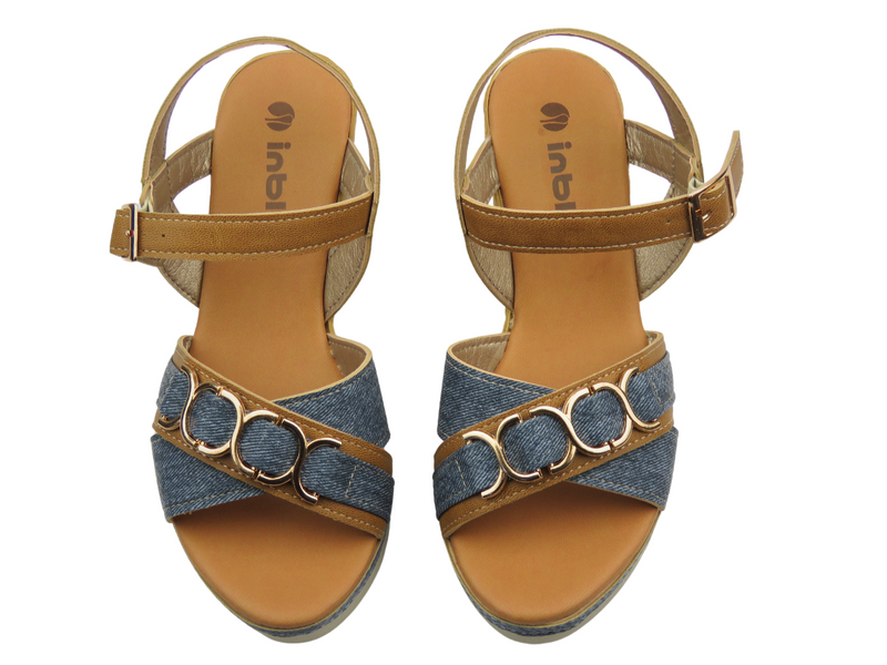 Dámské sandály na klínku, hnědé INBLU FG-41