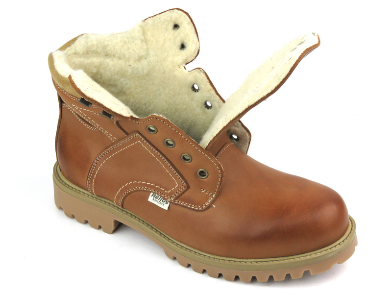 Pevné pánské trekové boty s vlnou - HELIOS Komfort 816-2, hnědé