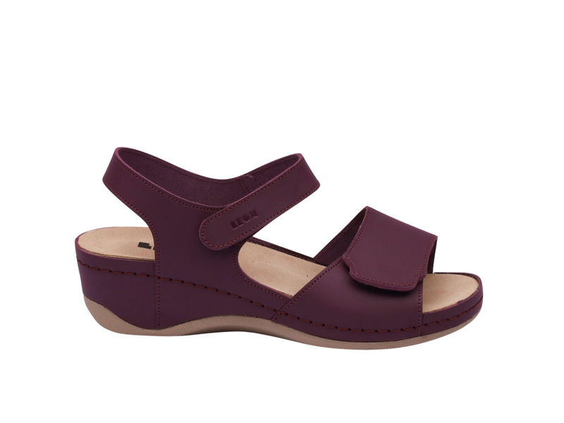 Dámské sandály na suchý zip bordó Leon 2024