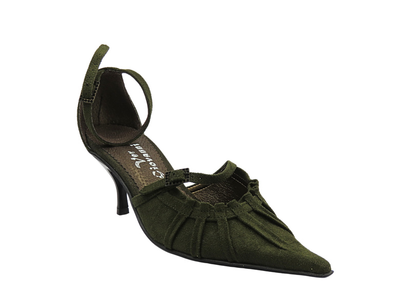 Lodičky na podpatku olivové s nastavitelným páskem Ver Giovanni 711/6/F