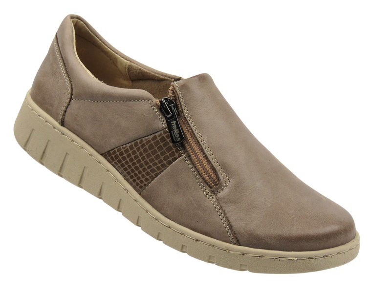 Béžové dámské kožené nazouvací boty Helios Komfort 454