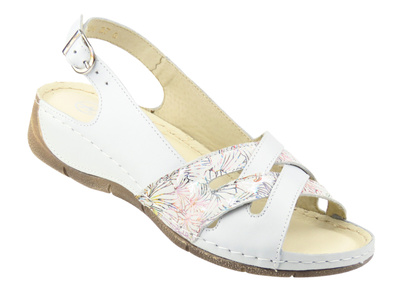 Dámské kožené sandály Helios Comfort 134, stříbrné
