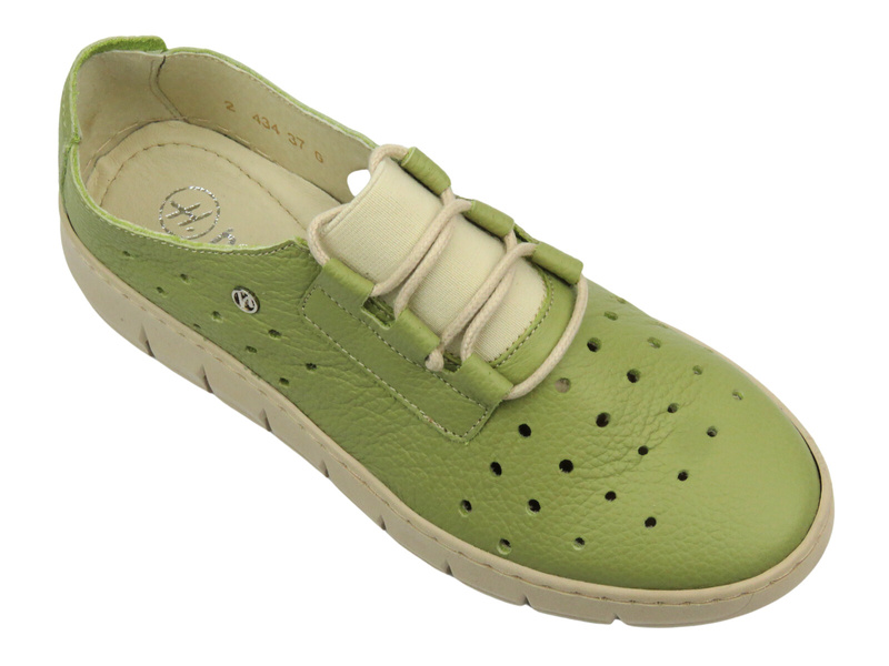 Pohodlné dámské kožené polobotky – HELIOS Komfort 434-2, zelené