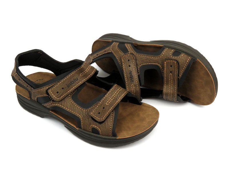 Pánské sandály na suchý zip - INBLU TURBO, tmavě hnědé