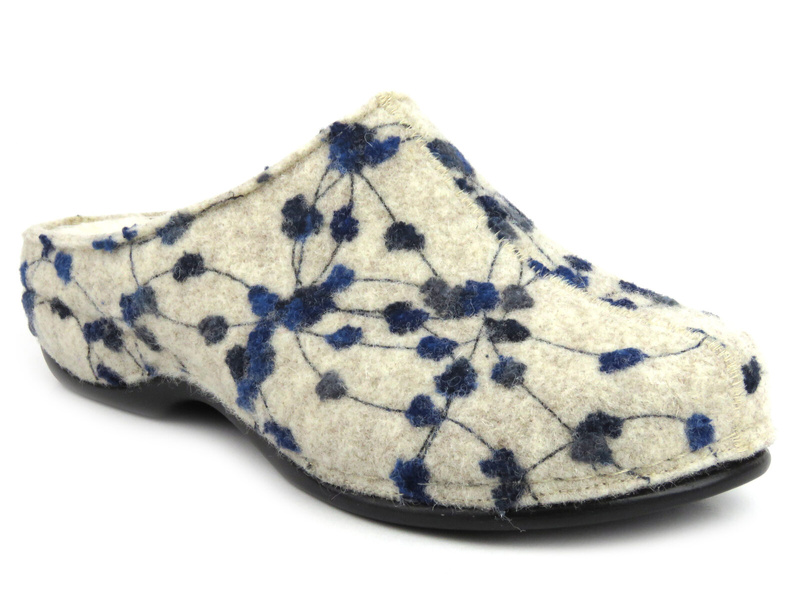 Dámské plstěné pantofle s květinami - BERKEMANN 01028-165 Donata, modré