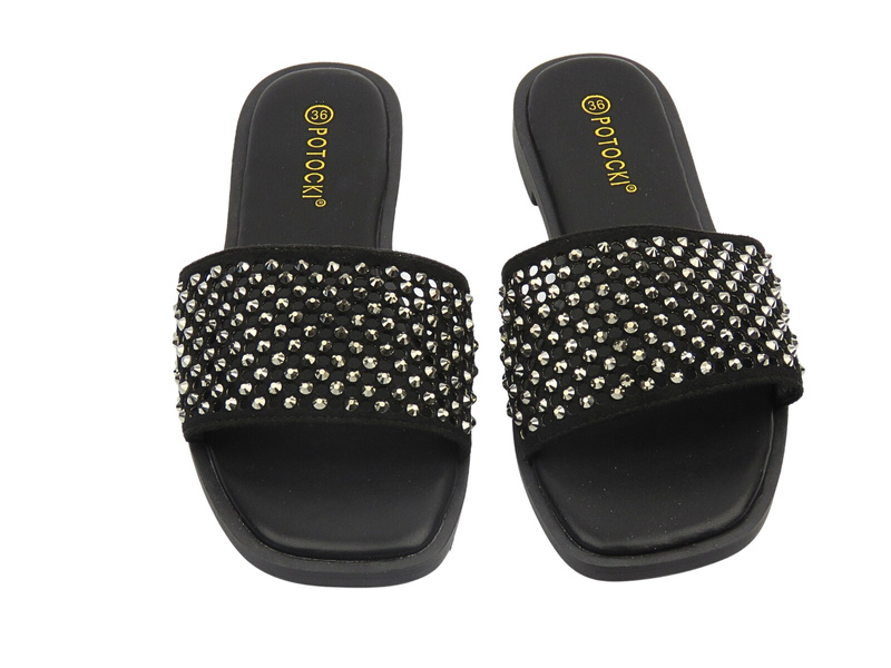 Dámské pantofle s cvočky černé Potocki 25-21369