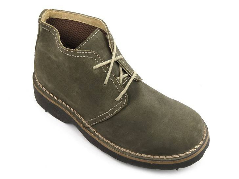 Pánské boty pro mládež z přírodní kůže - HELIOS 606, olivová