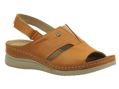 Dámské kožené sandály světle hnědé – HELIOS Komfort 143