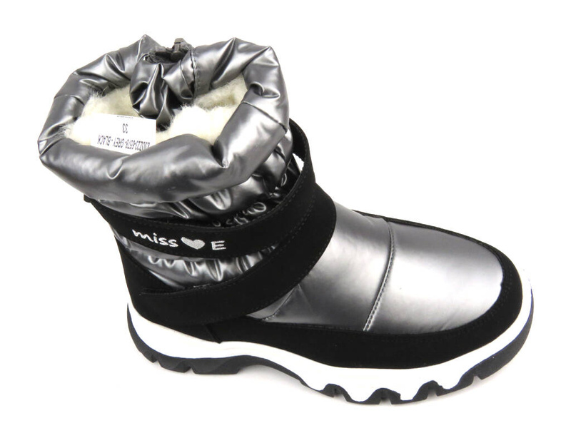 Teplé dětské sněhule - MISS E 23DZ23-6578, šedé a černé