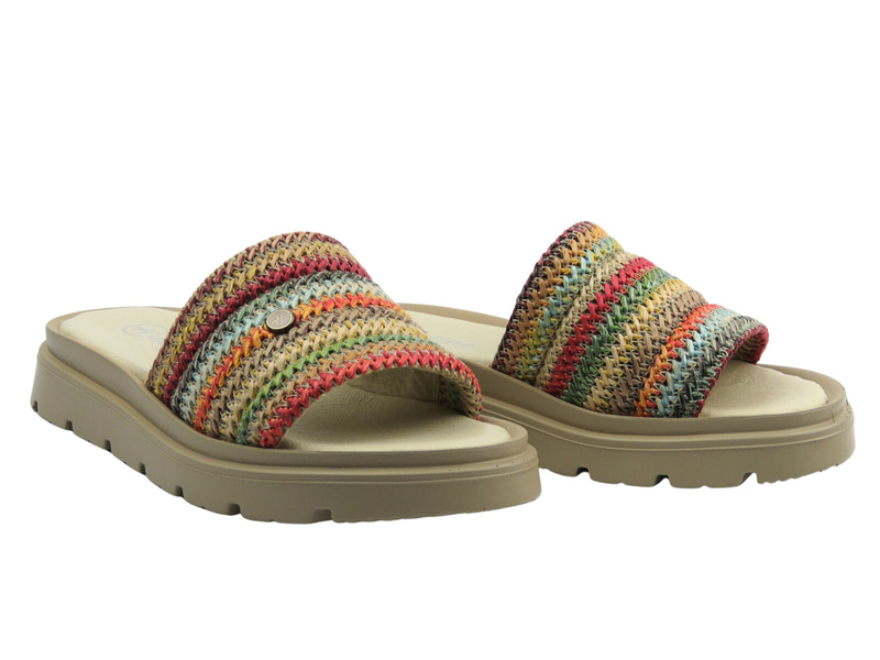 Kožené dámské pantofle vícebarevné Helios Komfort 156