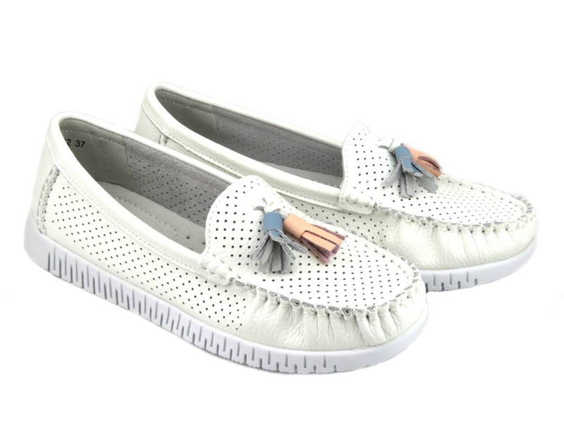 Dámské kožené mokasíny - Evento 23PB08-5372, bílé
