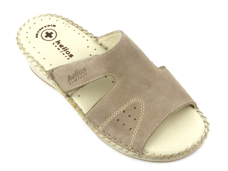 Pohodlné dámské pantofle na nízkém klínku - HELIOS Komfort 203, béžové