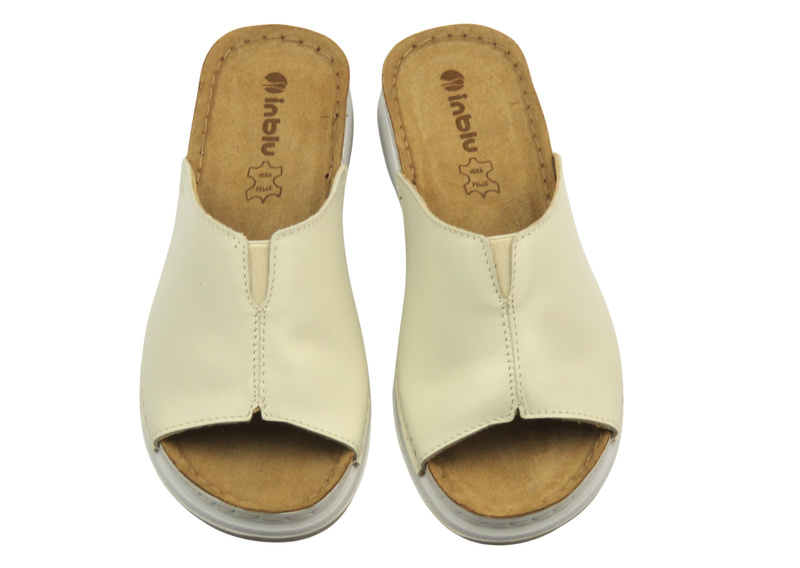 Dámské kožené pantofle béžové INBLU SD-4KU