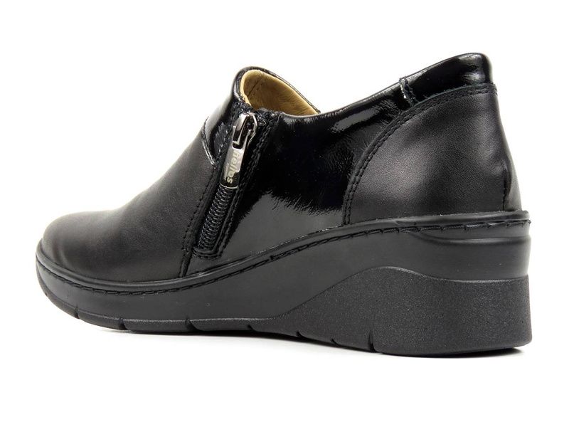 Dámské kožené boty se zvýšenou podrážkou - HELIOS Komfort 348, černá