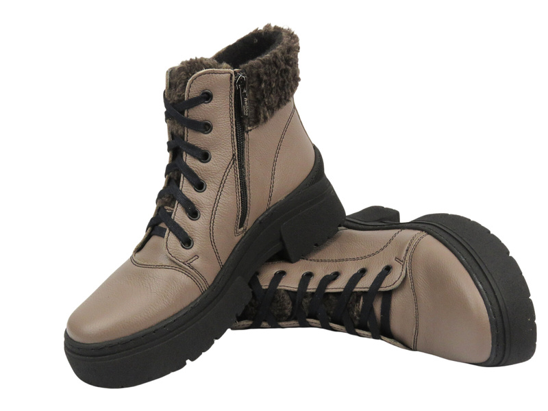 Pohodlné dámské kožené boty Helios Comfort 562-2S Brown Polsko Výroba