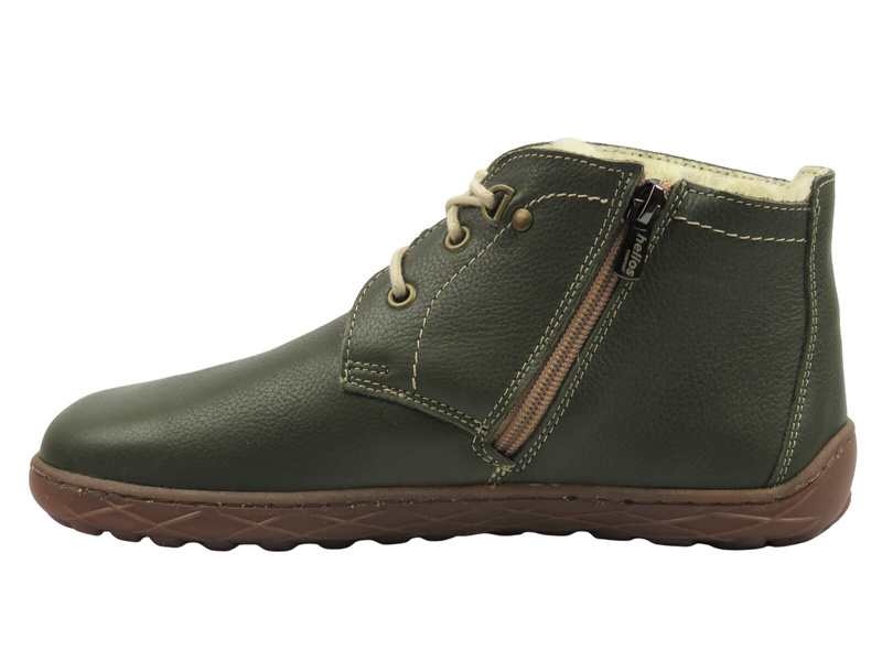 Dámské barefoot kotníkové boty Helios Komfort 501P, olivové, minimalistické
