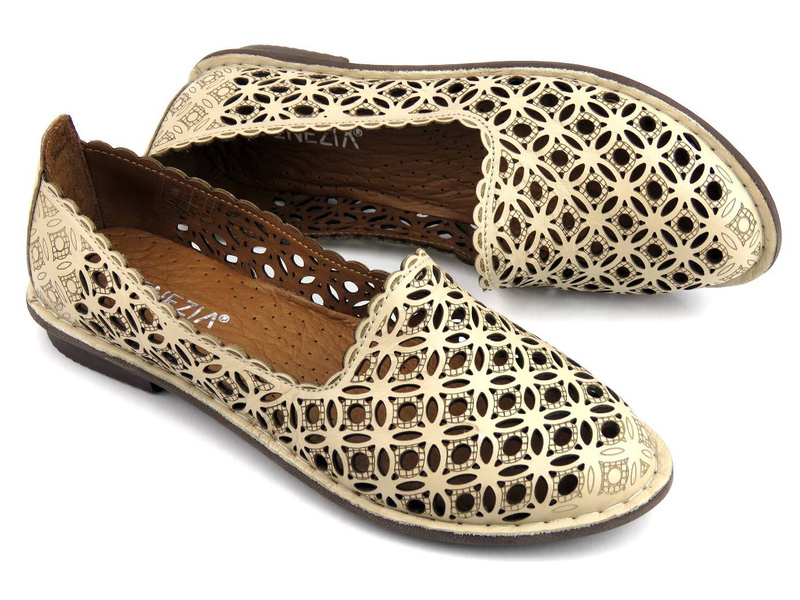Dámská prolamovaná obuv - VENEZIA 0014101-1, béžová