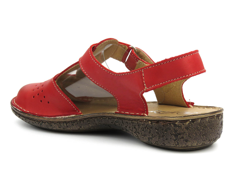 Dámské kožené sandály červené Helios Komfort 128