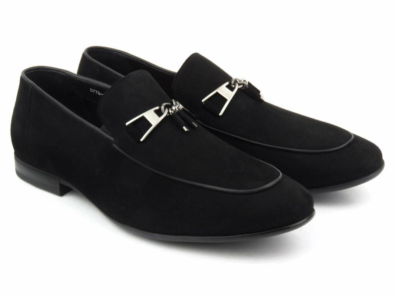 Semišové mokasíny, pánské boty JOHN DOUBARE D778-162B-18, černé