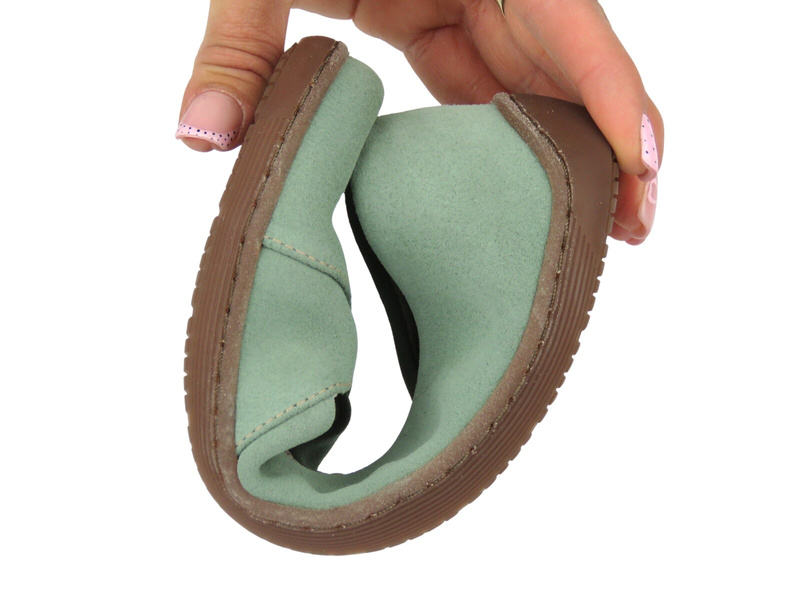 Barefoot kožené minimalistické dámské polobotky s rozšířenou šířkou H - Nika Komfort 1451 zelené