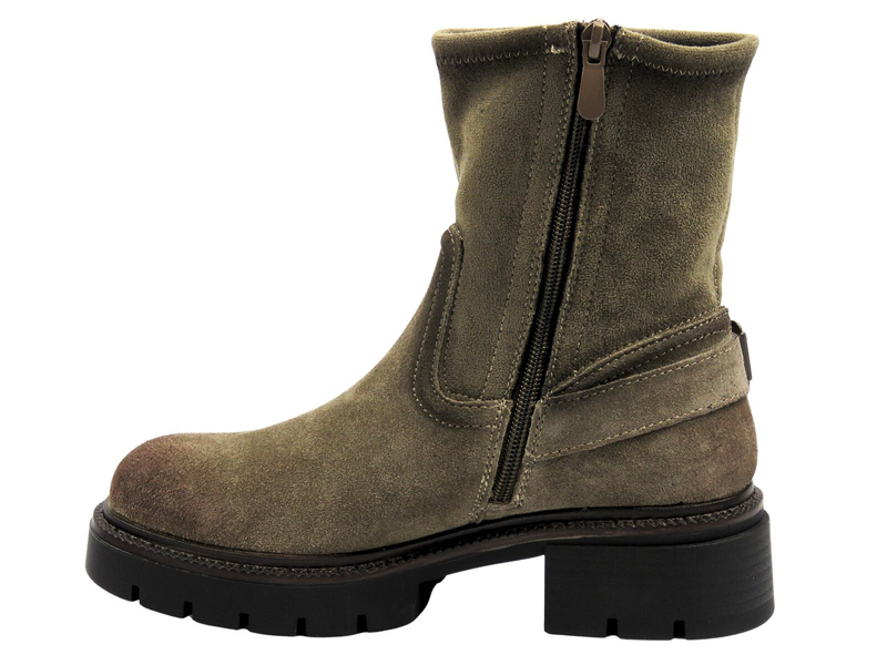 Dámské zateplené kotníkové boty - Potocki 25-96307 Khaki Zip