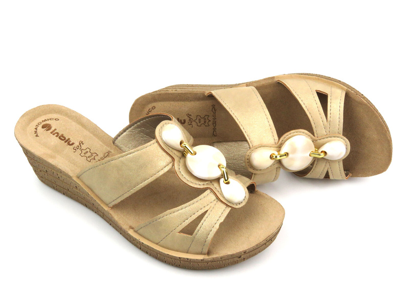 Dámské zdravotní žabky s korkovou stélkou - Inblu VR7B, bílá