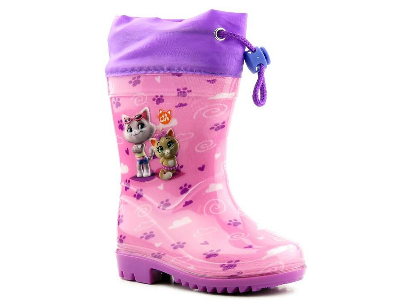 Dětské dívčí holínky Wellington s koťátky - American Club KAL 12/22 (05/21), růžové