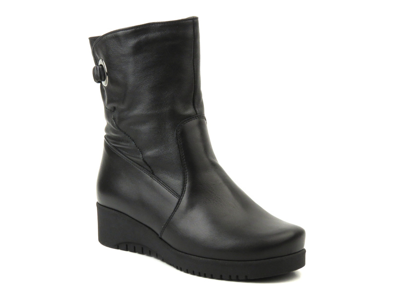 Pohodlné, kožené dámské kozačky zateplené vlnou - Galant 061, černá