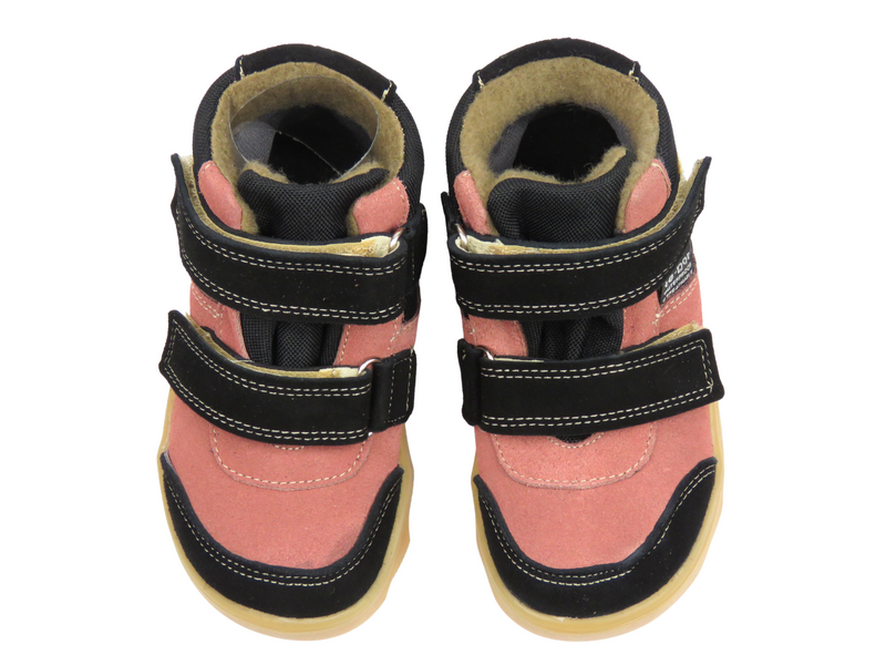 Dětské kotníkové boty, polobotky na suchý zip – Jamet 1124, černo-růžové