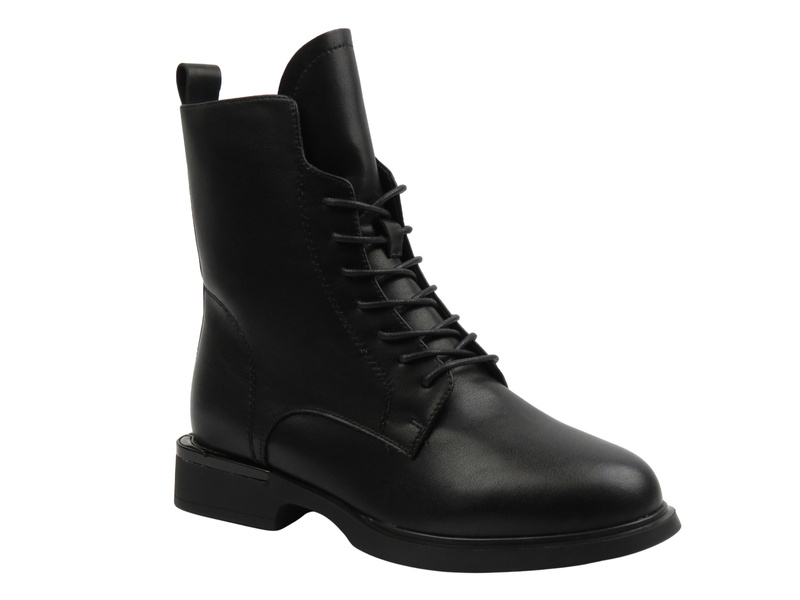 Dámské kotníkové boty z černé přírodní kůže Cambell 25-98310