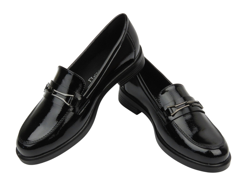 Lakované dámské mokasíny, loafers Potocki 25-12555, černé