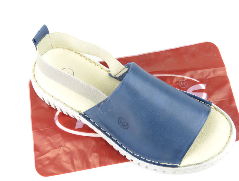 Dámské kožené sandály s gumičkou - HELIOS Komfort 261, tmavě modrá