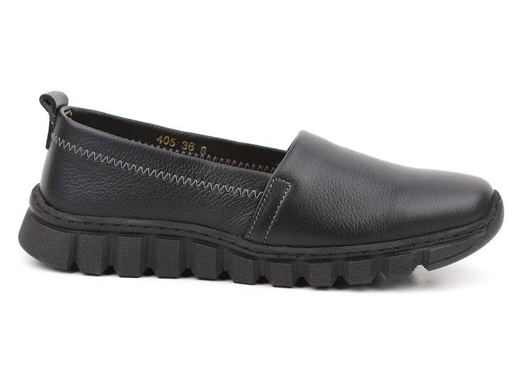 Pohodlné, kožené dámské nazouváky - HELIOS Komfort 405, černé