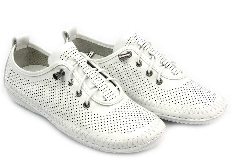 Dámské prolamované kožené polobotky - Artiker 54C0831, bílá