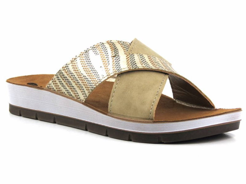 Dámské žabky se zkříženými ramínky - INBLU CP-38, pískové