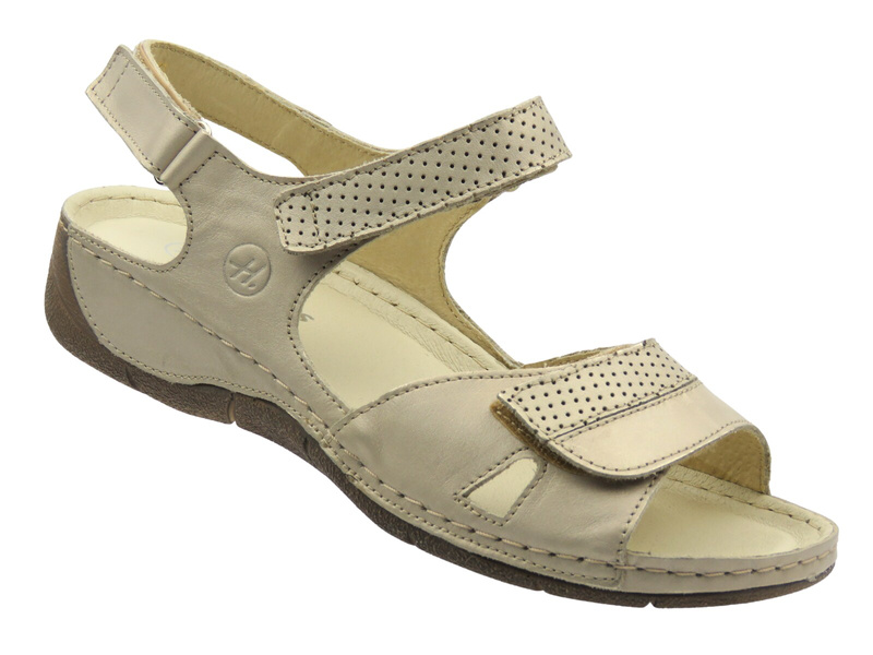 Pohodlné dámské kožené sandály zlaté Helios Komfort 106