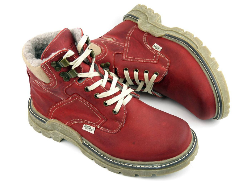 Pánské kožené boty zateplené vlnou - HELIOS Komfort 816, červené