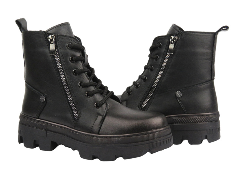 Dámské kožené kotníkové boty - VACARRO 490, černé