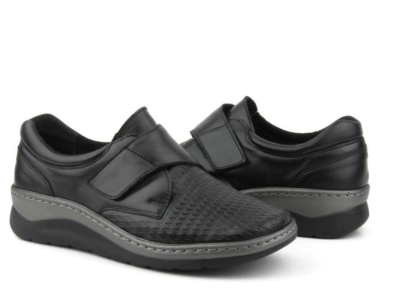 Dámské kožené boty na suchý zip - Wasak 0539, černá