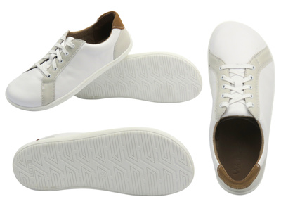 Barefoot kožené minimalistické bílé dámské polobotky Wasak 0743 v šířce H