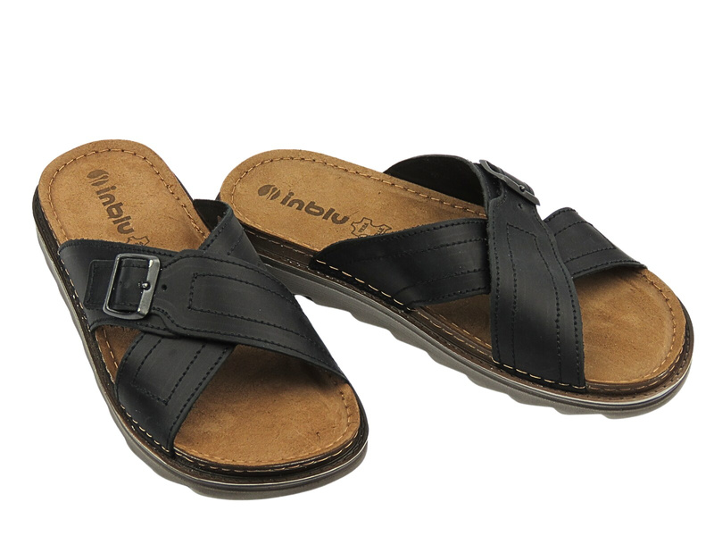 Pánské sandály s koženou stélkou - INBLU BU-01GU, černé