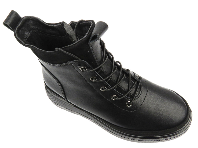 Kožené dámské kotníkové boty na platformě - Filippo DBT4146/23, černé