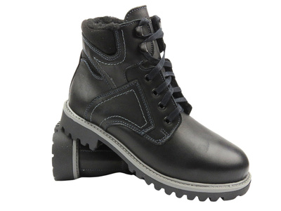 Dámské sněhule z kůže a vlny - HELIOS Comfort 616-2 Black 2