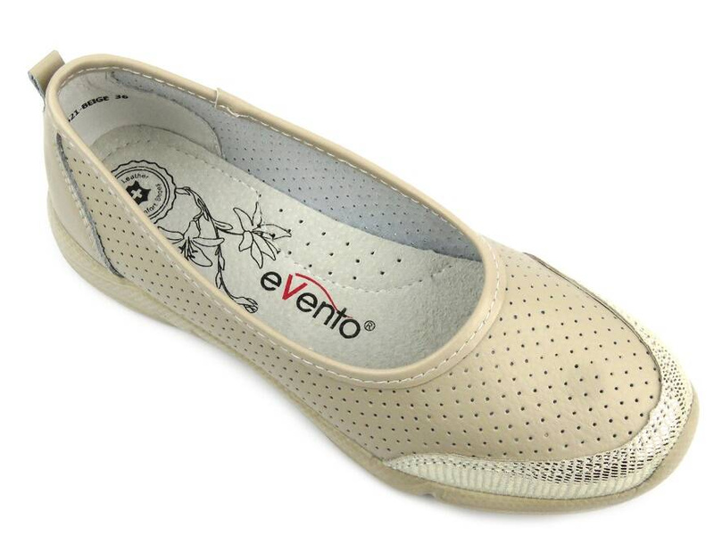 Kožené polobotky, dámské baleríny- Evento 21PB32-3621, béžová barva