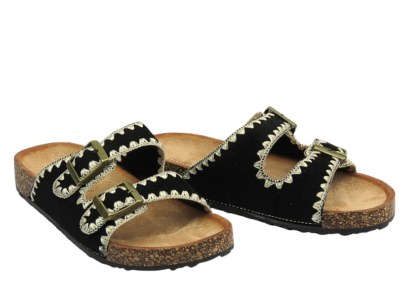 Dámské pantofle s přezkami černé Potocki 25-17302