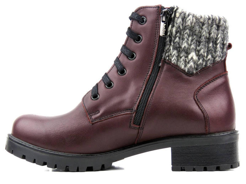 Pevné dámské kozačky se svetrem - Helios Komfort 565, třešeň