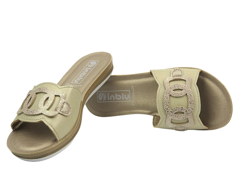 Dámské pantofle s přezkou - INBLU PONZA, zlaté