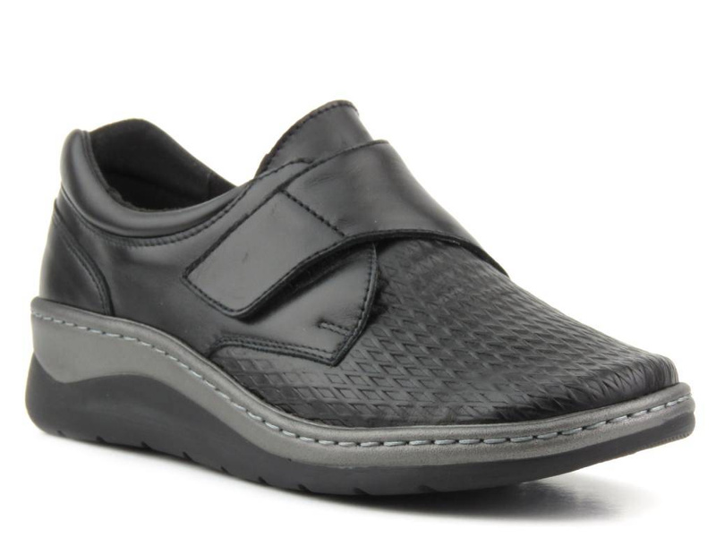 Dámské kožené boty na suchý zip - Wasak 0539, černá